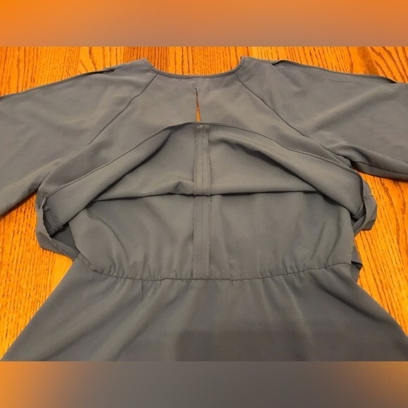 Gianni Bini Iris Blue Grey Mini Wrap Dress with Cut Out Sleeves - Picture 6 of 14